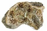 Lustrous Green-Yellow Apatite Crystals on Feldspar - Morocco #376618-1